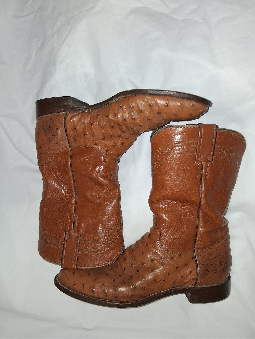 Justin Full Quill Ostrich Boots in size 9D